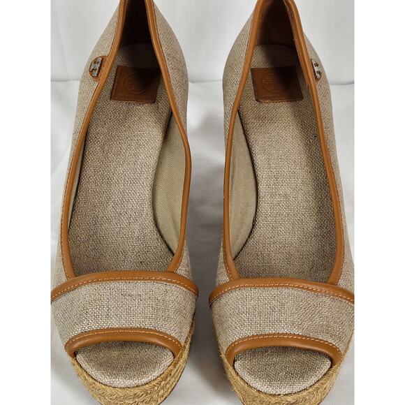 TORY BURCH WOMEN'S BEIGE / BROWN MAJORICA 5" WEDGE HEEL ESPADRILLE SIZE 8 (38.5) - Picture 11 of 14
